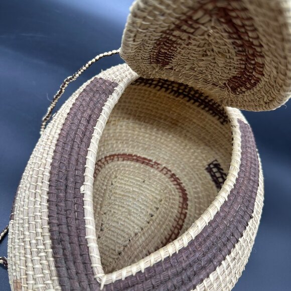 Vintage Duck Purse Woven Pine Needle Hanging Basket Krill Shoulder Bag Kitsch - Picture 7 of 10